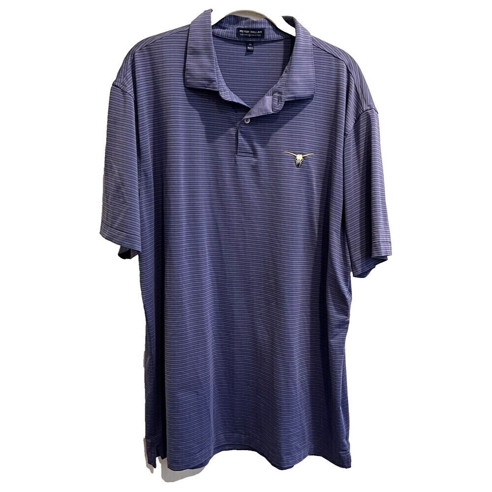 Peter Millar Summer Comfort Mens Polo Shirt XL Blue Stripes LogoCrown Crafted
